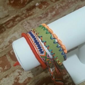 Bracelets Friendship set of 4 green orange yellow
